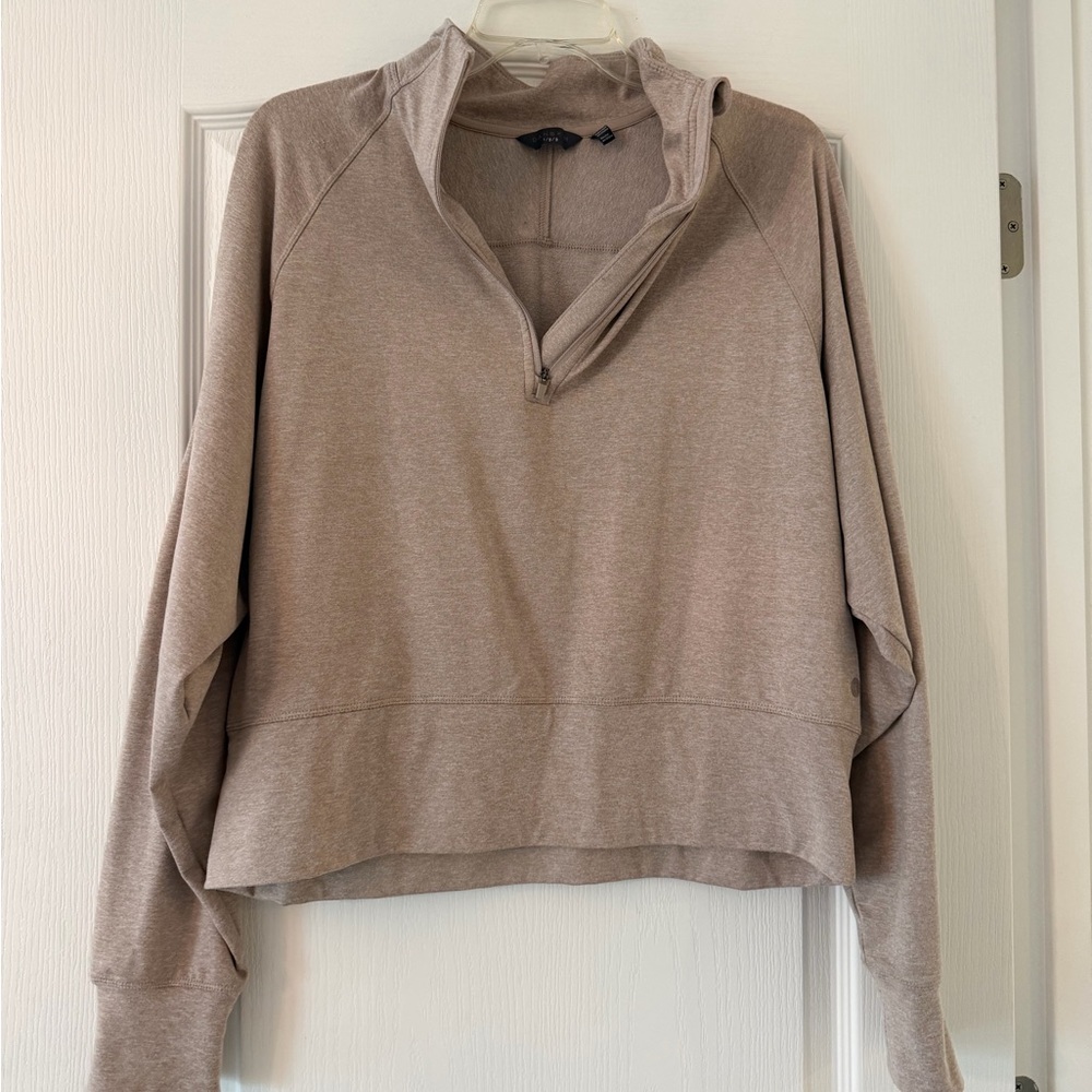 Danskin Taupe Quarter Zip Jacket Large